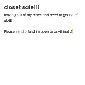 Closet clearout sale!!